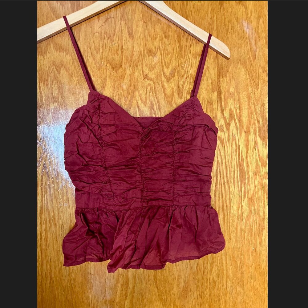 Express (XS) maroon peplum cami